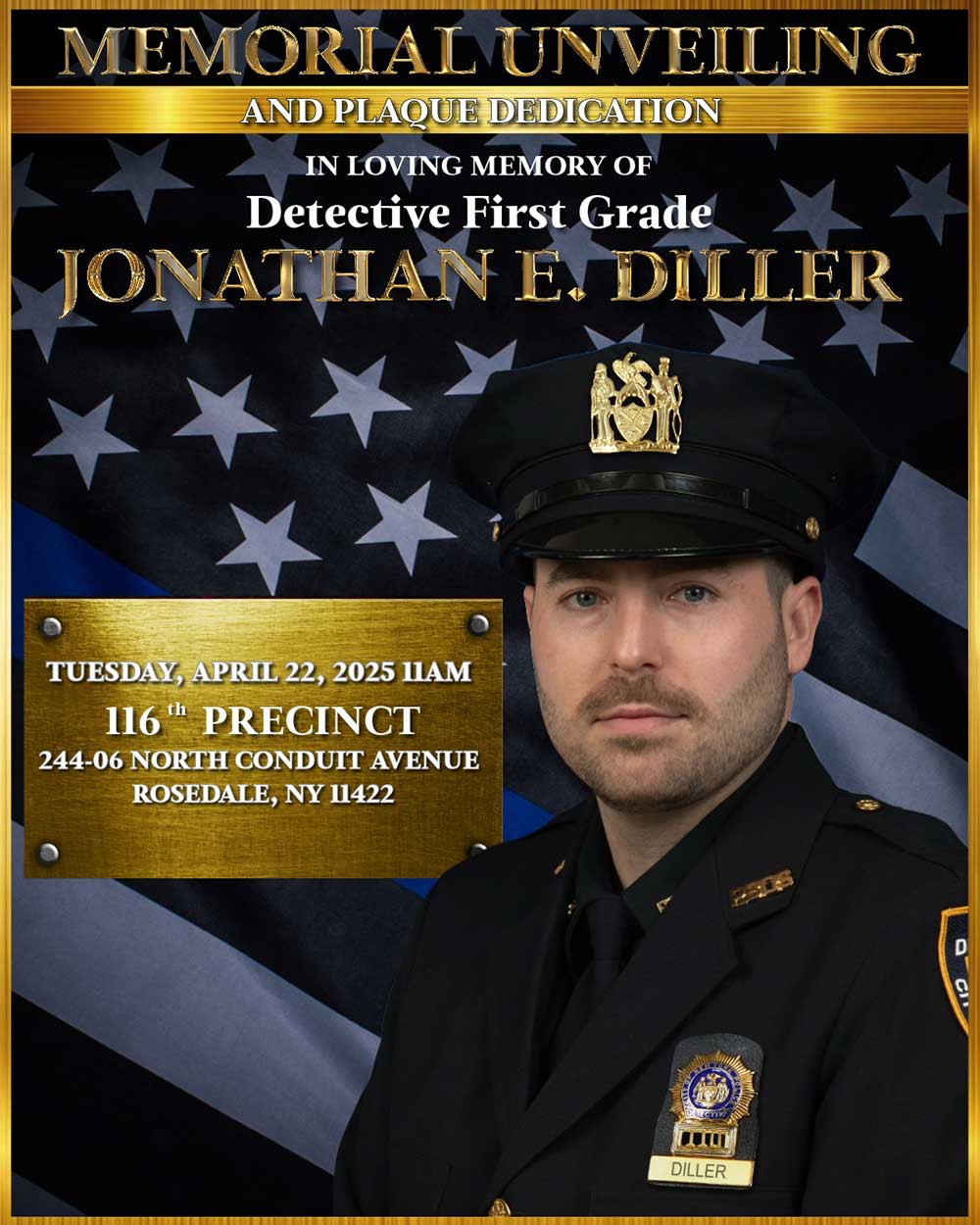 Memorial Unveiling and Plaque Dedication for LODD Detective Jonathan E ...